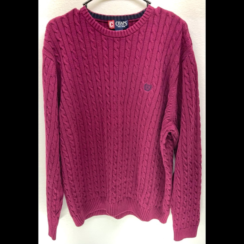 Chaps Ralph Lauren Knit Maroon Sweater Mens size L